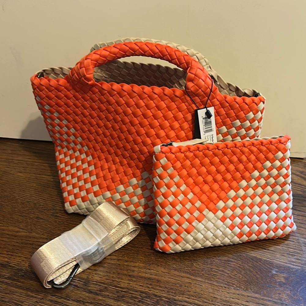 Naghedi Orange and Cream St Barths Mini tote